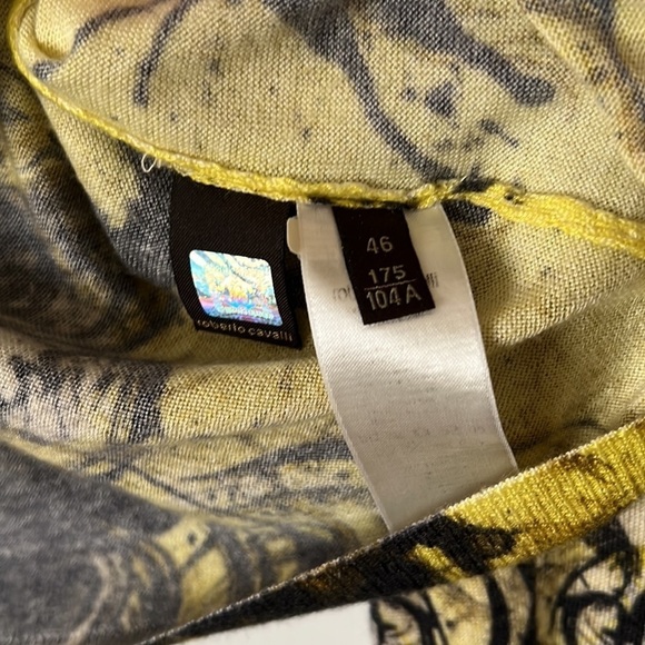 Vintage Cavalli Roberto Cavalli Yellow Baroque Print Cardigan Size 46​ - Picture 9 of 10